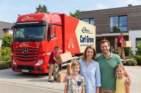 Familie beim Umzug mit Kindern